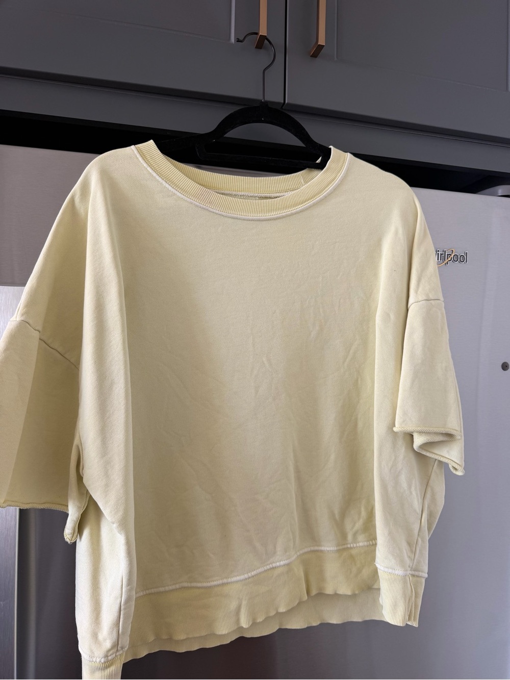 Daily Drills Pale Yellow Boxy Short-Sleeve Sweatshirt